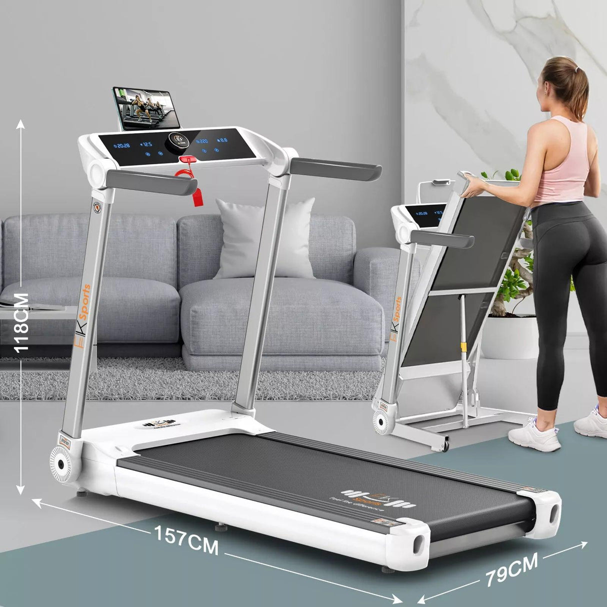 Folding Electric Treadmill Running Machine – Motorised Walking Pad for Home Gym Fitness