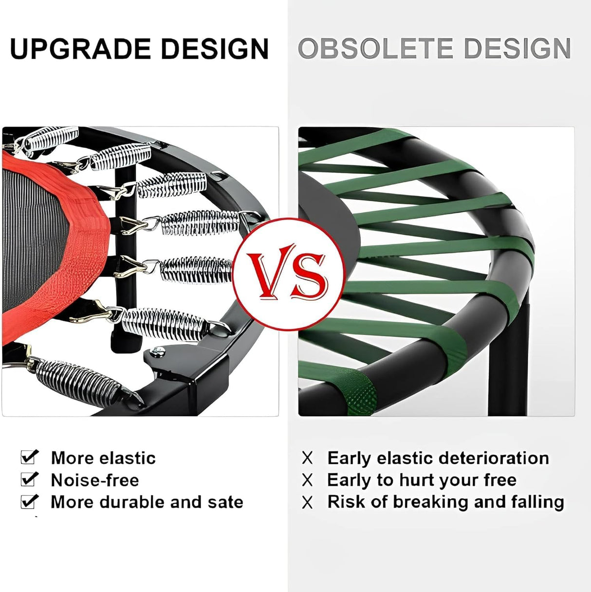 40''/48'' Foldable Fitness Trampoline for Adults – Compact Rebounder for Home Gym Workouts, Supports Up to 100KG