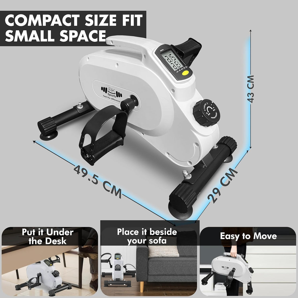 Mini Exercise Bike – Under Desk Pedal Exerciser with 8-Level Magnetic Resistance & LCD Display – Quiet Workout Machine for Arms & Legs at Home