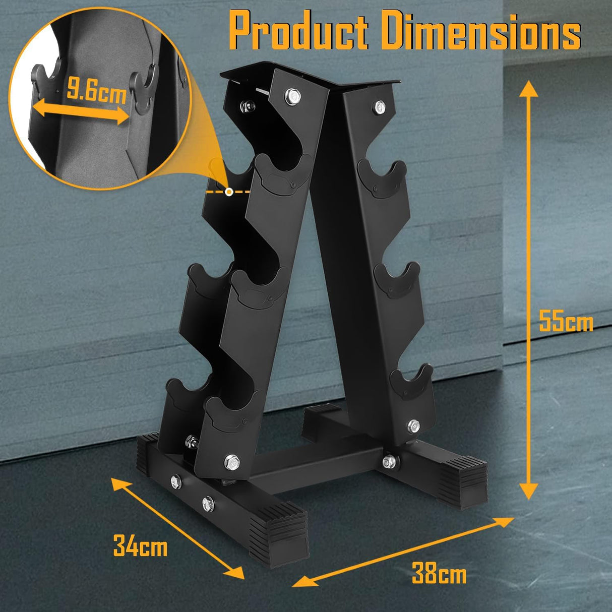 Dumbbell Storage Rack 3-Tier Heavy-Duty Steel Stand for Home Gym