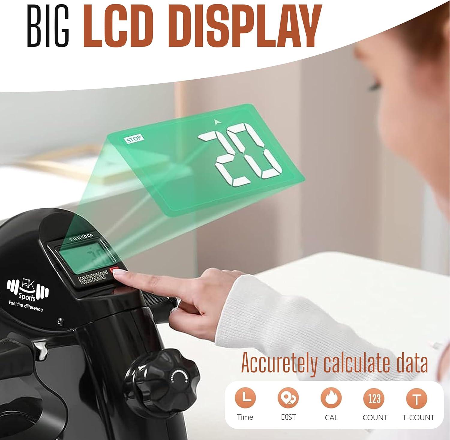 Portable Mini Exercise Bike – Under Desk Pedal Exerciser with LCD Display (Black) – Compact Fitness Cycle for Home & Office