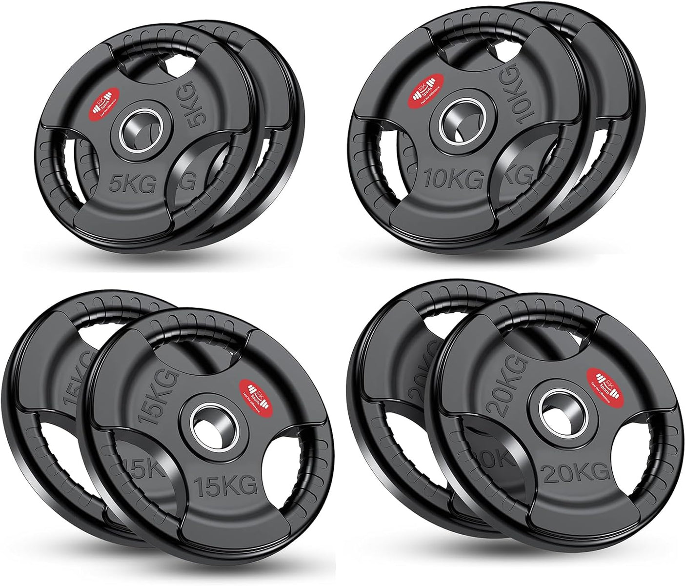 Tri-Grip Olympic Weight Plates 2.5kg–25kg – Rubber Coated Cast Iron | FK Sports
