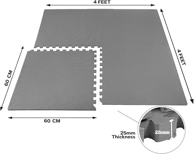 EVA Interlocking Floor Mats Soft Foam Gym Flooring Mat Yoga Tiles 25 mm 60x60cm