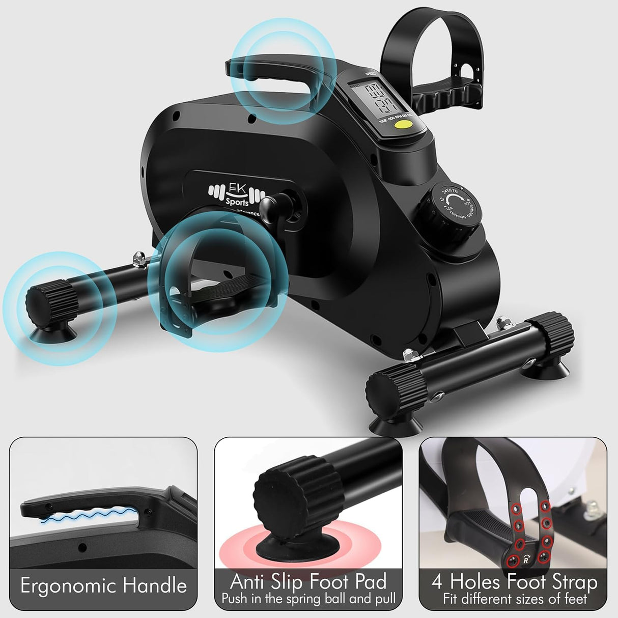 Mini Exercise Bike – Under Desk Pedal Exerciser with 8-Level Magnetic Resistance & LCD Display – Quiet Workout Machine for Arms & Legs at Home