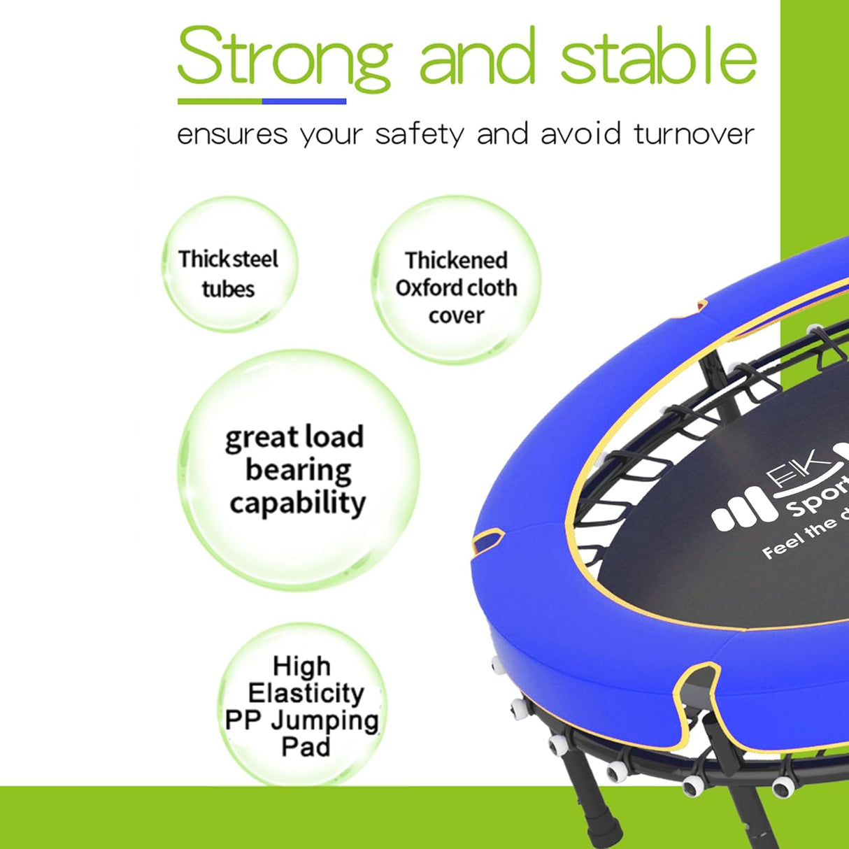 55" Kids Trampoline with Safety Enclosure Net – Indoor & Outdoor Mini Rebounder for Toddlers, Ages 1–11, with Bungee System, Anti-Skid Pad & Steel Frame