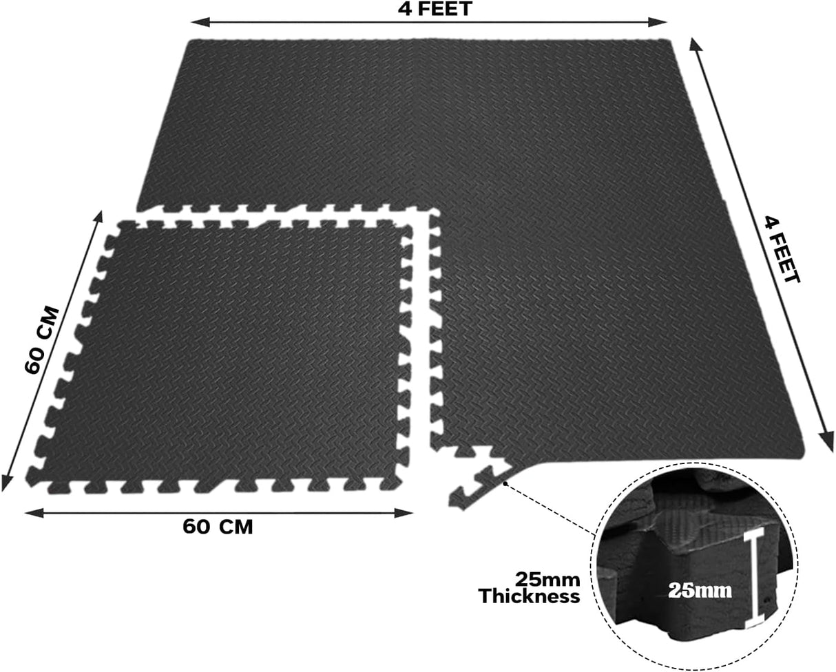 EVA Interlocking Floor Mats Soft Foam Gym Flooring Mat Yoga Tiles 25 mm 60x60cm