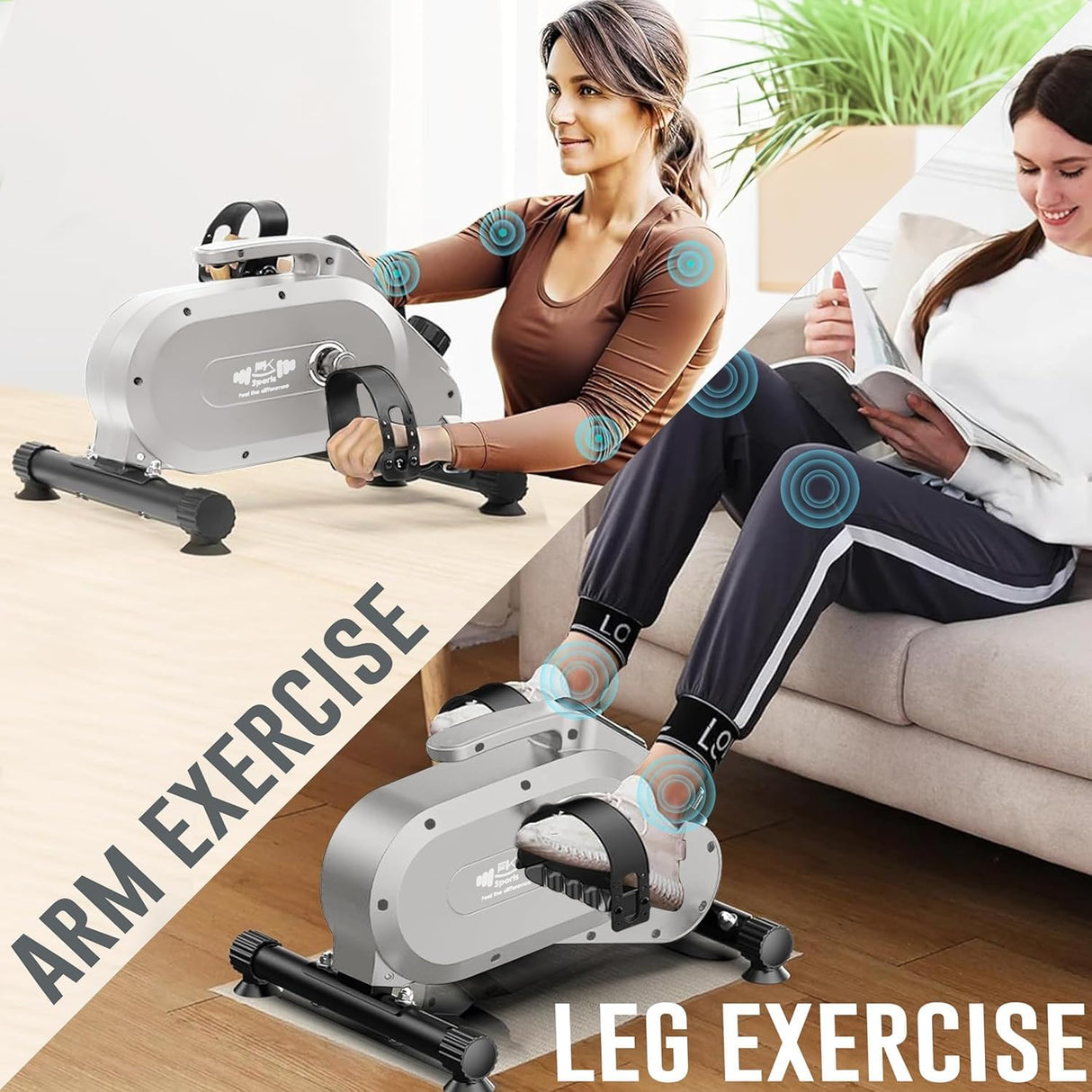 Mini Exercise Bike – Under Desk Pedal Exerciser with 8-Level Magnetic Resistance & LCD Display – Quiet Workout Machine for Arms & Legs at Home