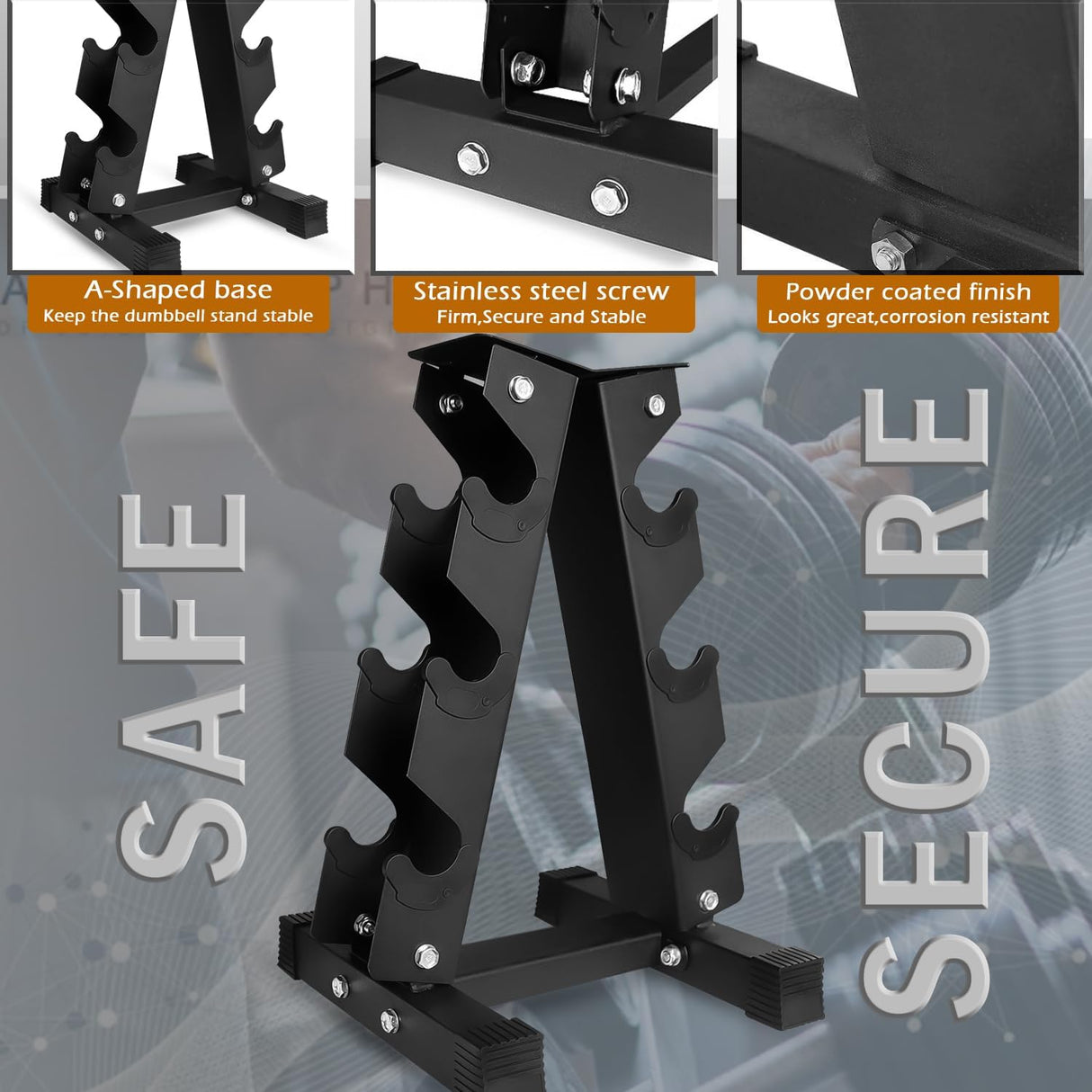 Dumbbell Storage Rack 3-Tier Heavy-Duty Steel Stand for Home Gym