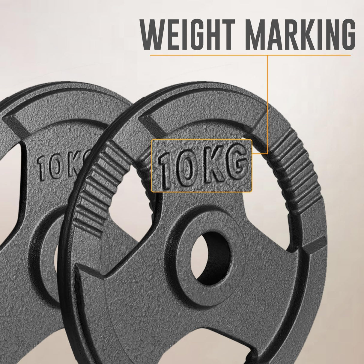 Olympic Cast Iron Weight Plates Set – Tri-Grip 2-Inch Barbell Weights (5kg to 25kg) – Pair – Ideal for Home & Gym Workouts