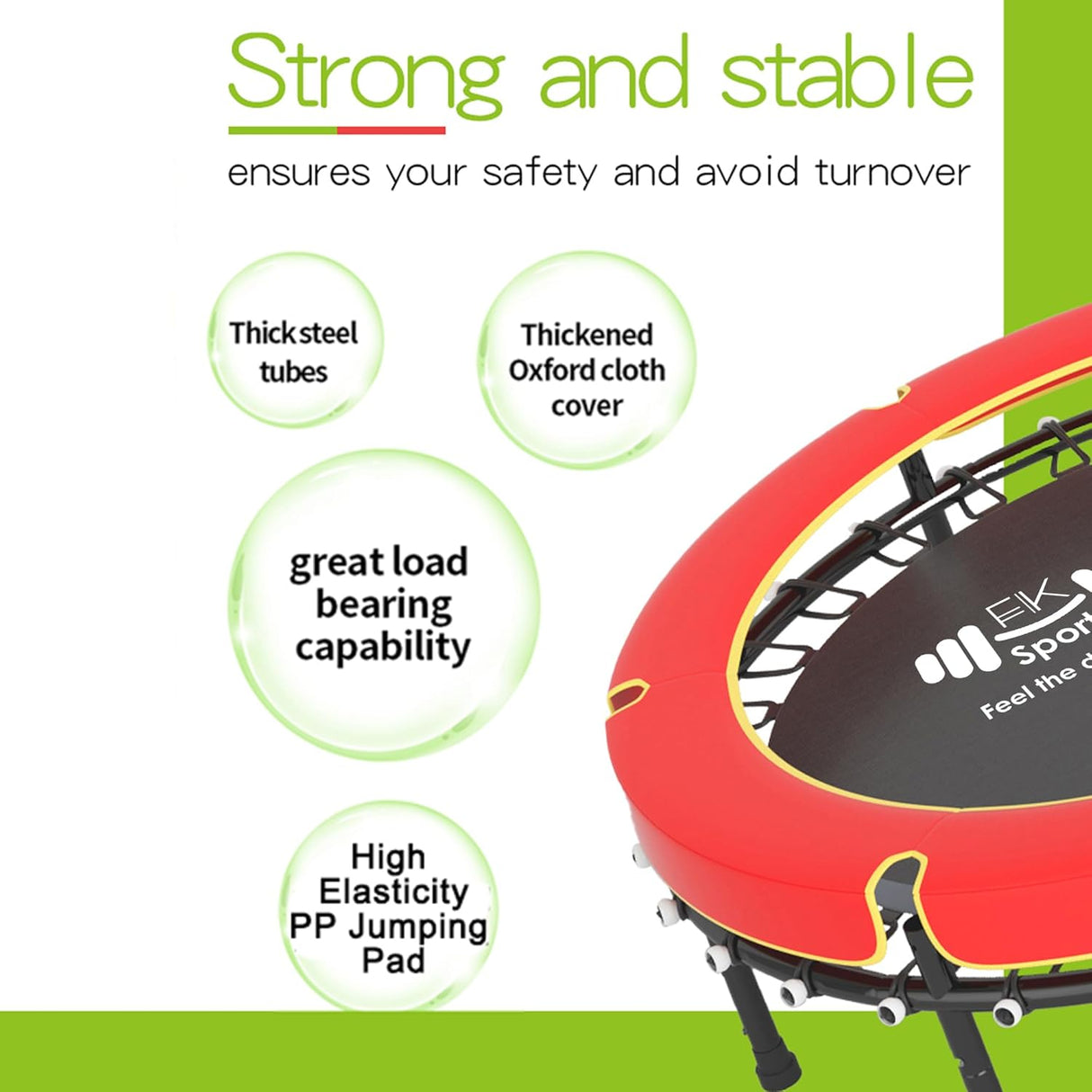 55" Kids Trampoline with Safety Enclosure Net – Indoor & Outdoor Mini Rebounder for Toddlers, Ages 1–11, with Bungee System, Anti-Skid Pad & Steel Frame