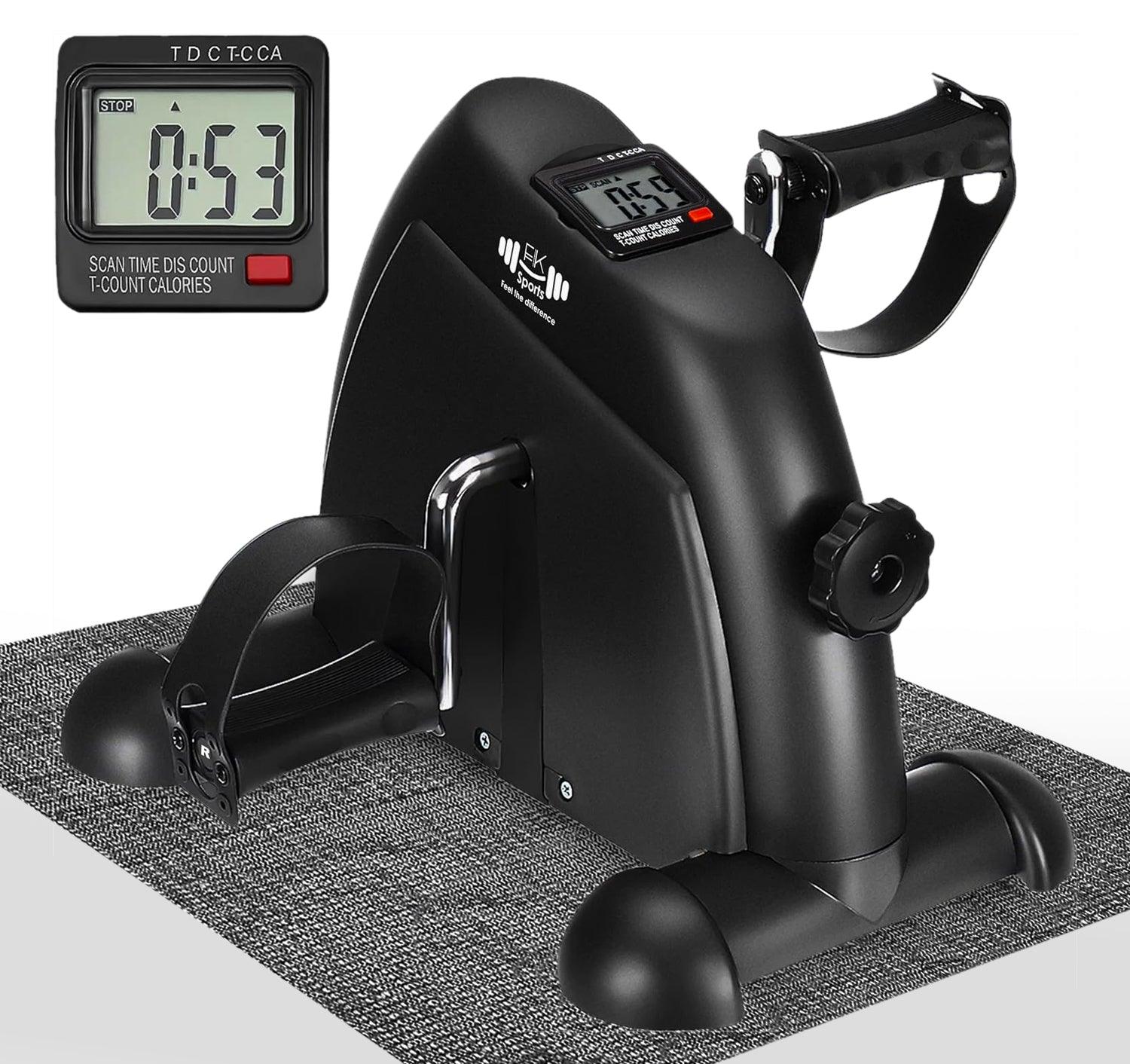 Portable Mini Exercise Bike – Under Desk Pedal Exerciser with LCD Display (Black) – Compact Fitness Cycle for Home & Office