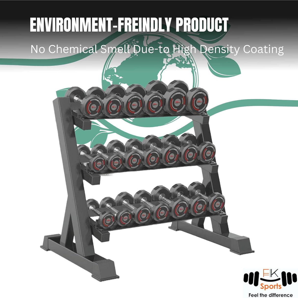 3-Tier Heavy-Duty Dumbbell Rack – Sturdy Weight Storage Stand for Home or Commercial Gym