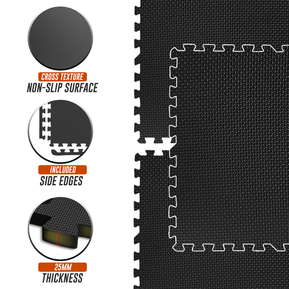 EVA Interlocking Floor Mats Soft Foam Gym Flooring Mat Yoga Tiles 25 mm 60x60cm