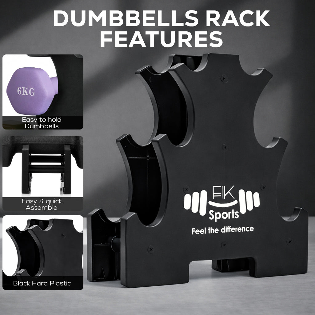 12KG Dumbbell Weights Set with Storage Stand for Home Workouts | FK Sports
