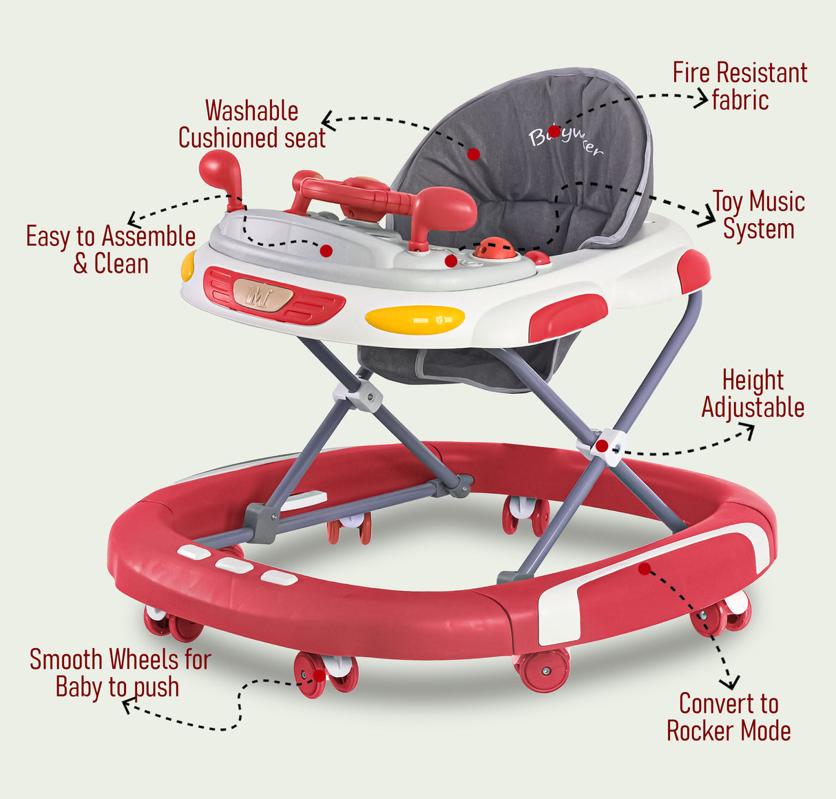 Baby Walker/Rocker Bouncer First Steps Push Along Activity Music Ride On Car UK