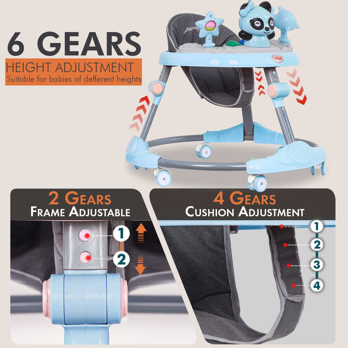 Baby Walker Bouncer First Steps Push Along Activity Music Ride On Car Melody UK