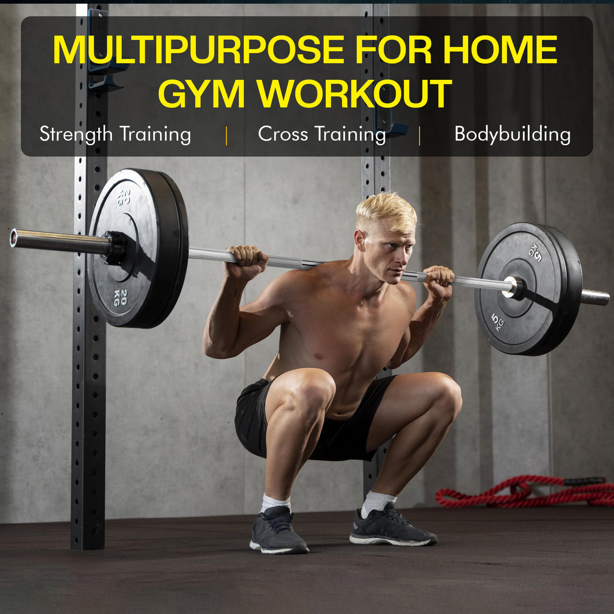 Olympic Barbell Bar – 2" Chrome Finish | 4ft, 5ft, 6ft, 7ft with Collars | Anti-Slip Grip for Weightlifting & Strength Training