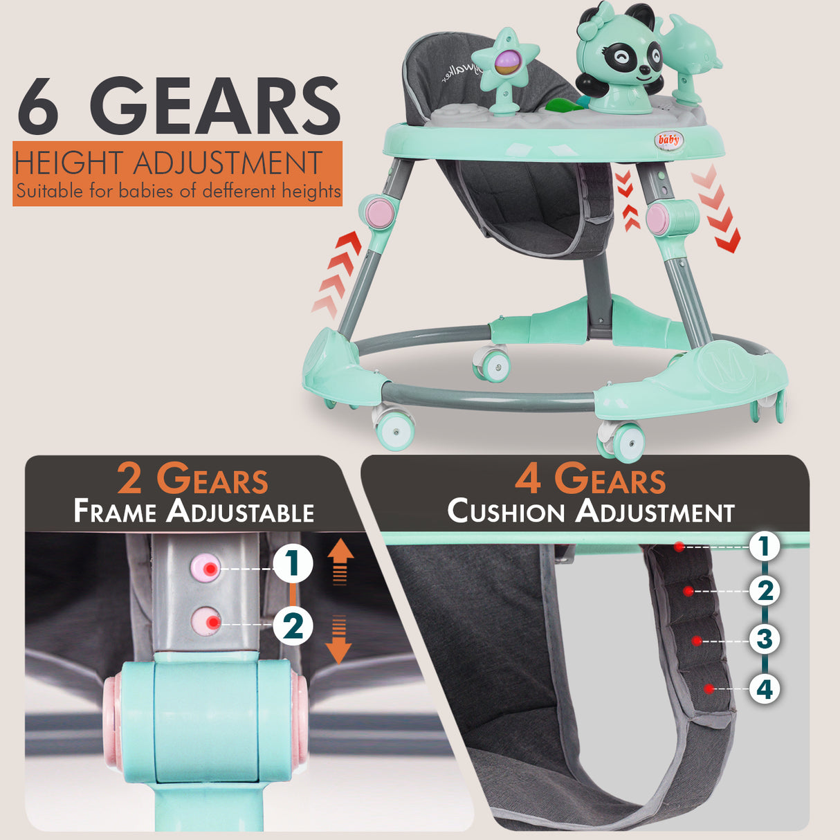 Baby Walker Bouncer First Steps Push Along Activity Music Ride On Car Melody UK