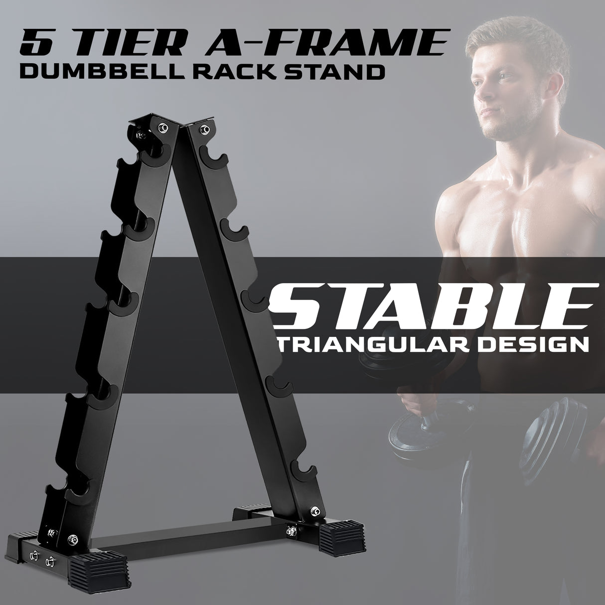 5-Tier Dumbbell Rack Stand – Heavy-Duty Steel Weight Storage for Home Gym