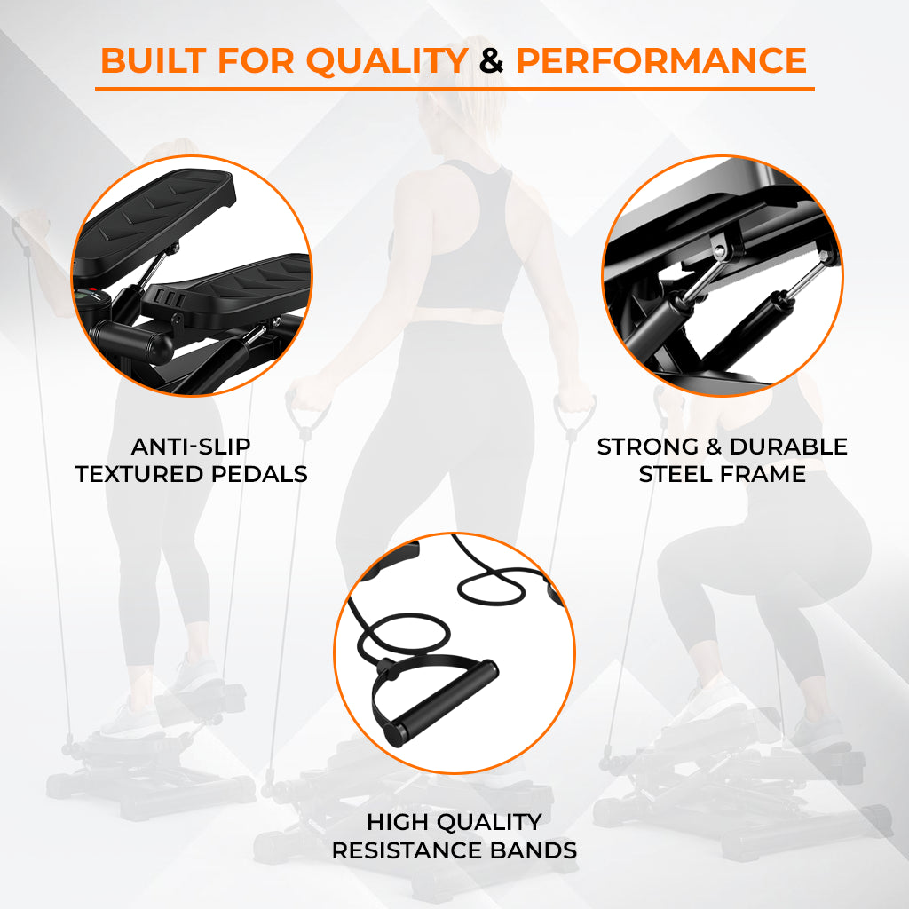 Twist Stepper Machine – Compact Mini Stepper for Home Cardio with LCD Display & Bands