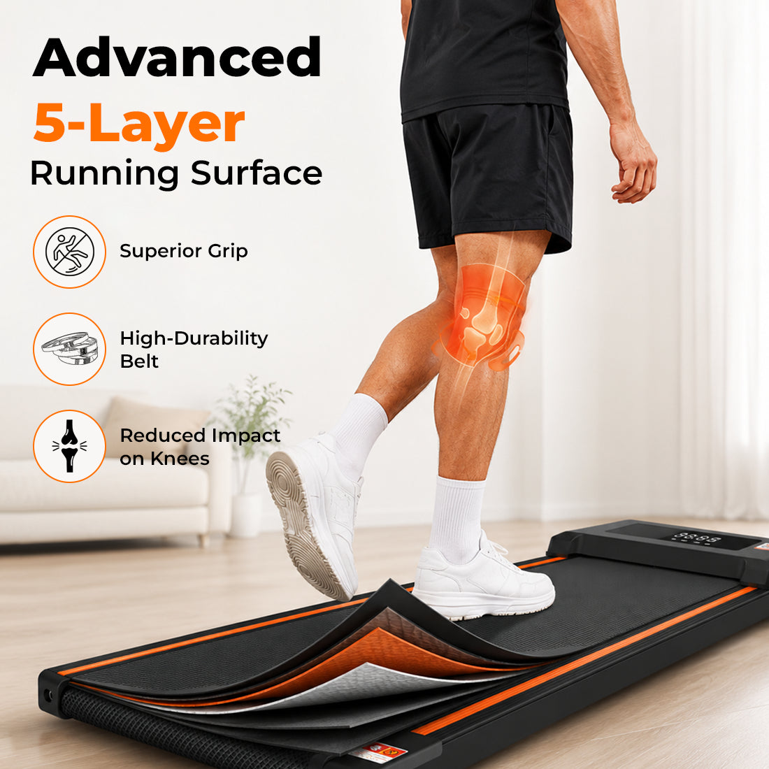 FK Sports Walking Pad Foldable Under-Desk Treadmill – Quiet 2.5HP Motor, Up to 6 km/h, Home & Office Use