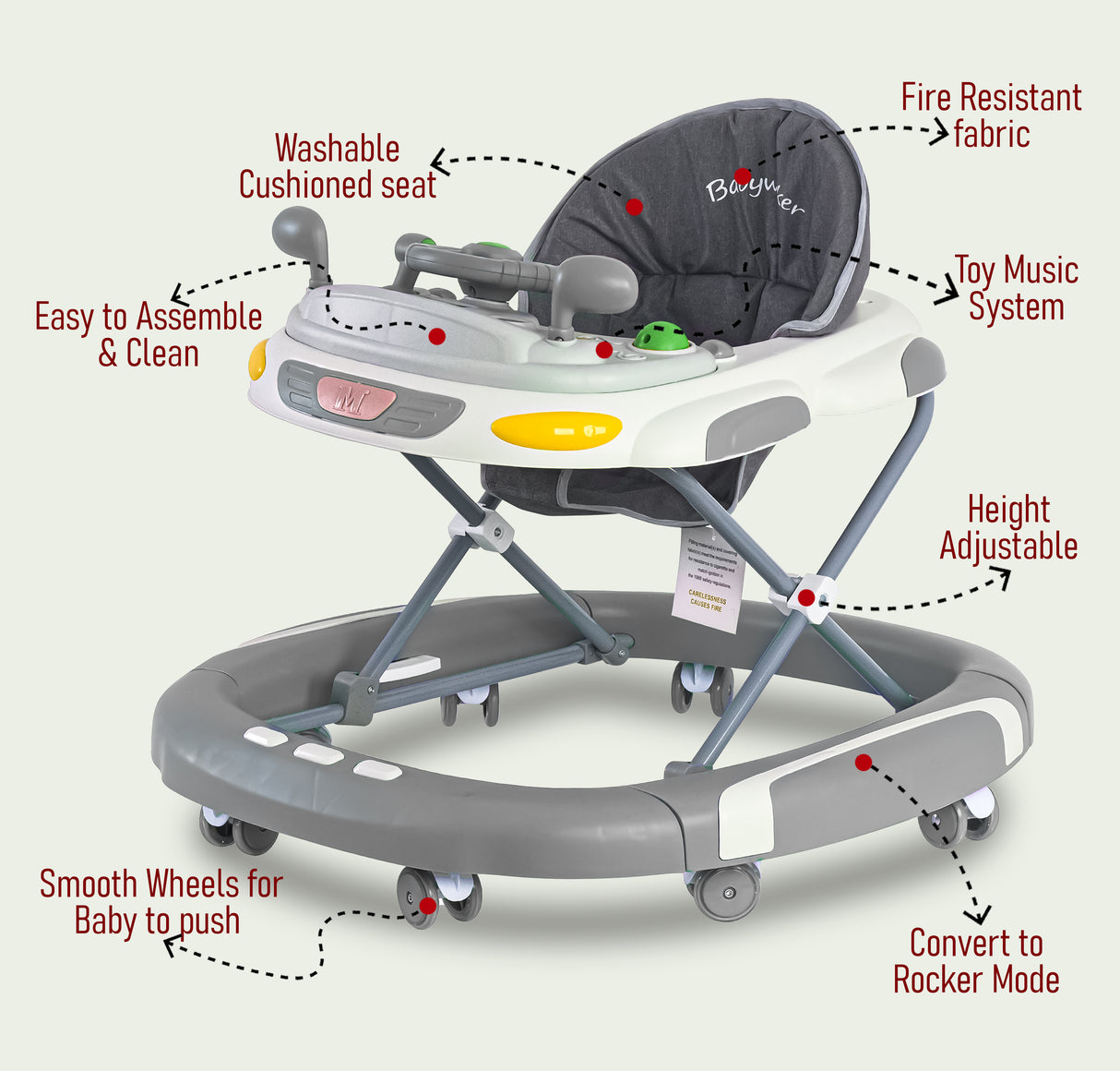Baby Walker/Rocker Bouncer First Steps Push Along Activity Music Ride On Car UK