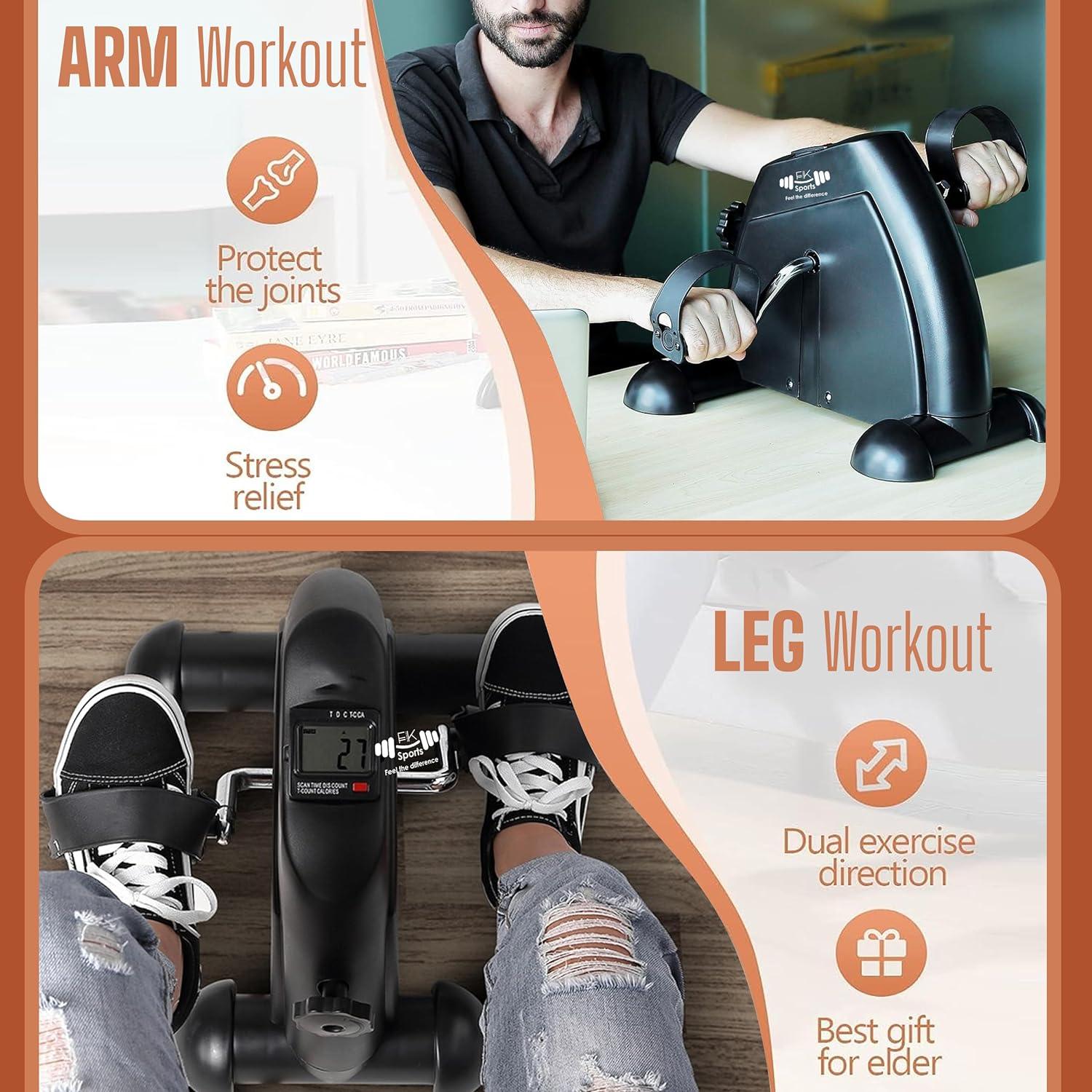 Portable Mini Exercise Bike – Under Desk Pedal Exerciser with LCD Display (Black) – Compact Fitness Cycle for Home & Office