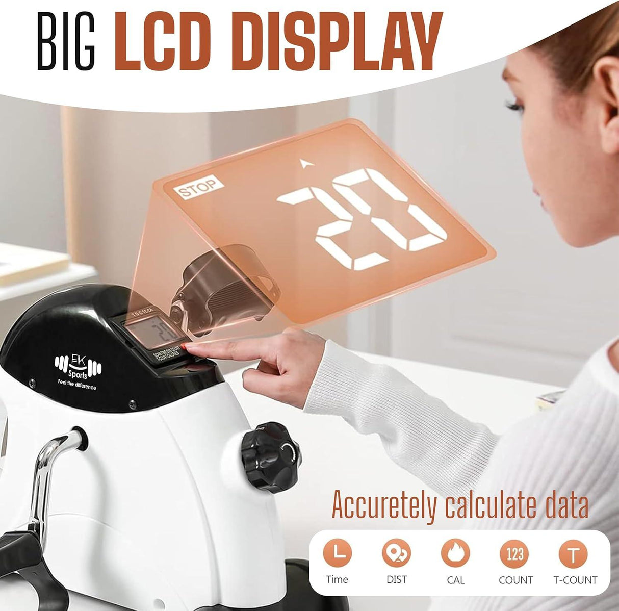 Portable Mini Exercise Bike – Under Desk Pedal Exerciser with LCD Display (White) – Compact Fitness Cycle for Home & Office