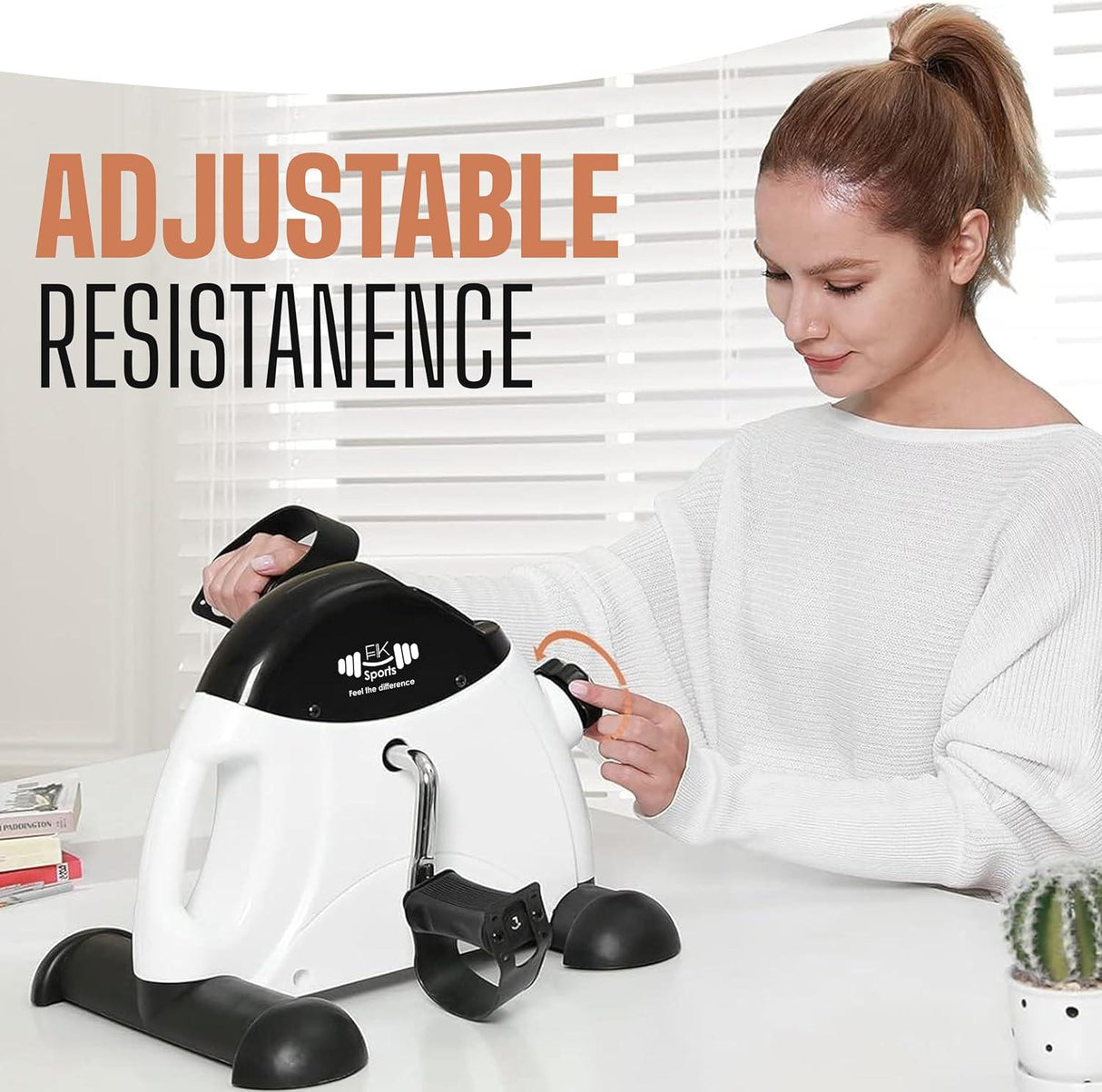 Portable Mini Exercise Bike – Under Desk Pedal Exerciser with LCD Display (White) – Compact Fitness Cycle for Home & Office