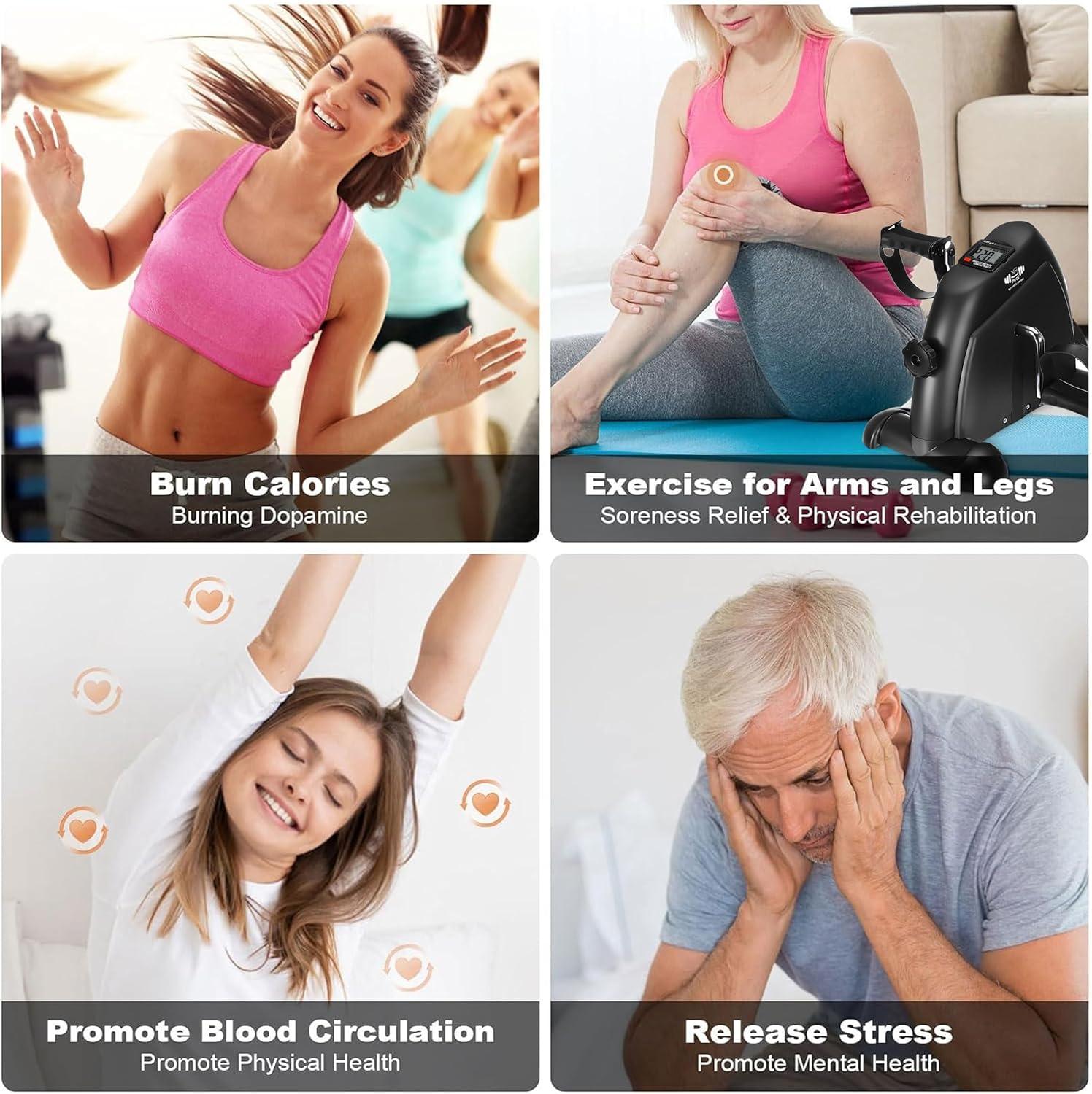 Portable Mini Exercise Bike – Under Desk Pedal Exerciser with LCD Display (Black) – Compact Fitness Cycle for Home & Office