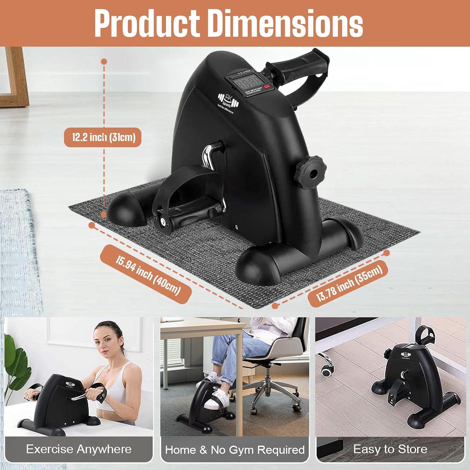 Portable Mini Exercise Bike – Under Desk Pedal Exerciser with LCD Display (Black) – Compact Fitness Cycle for Home & Office