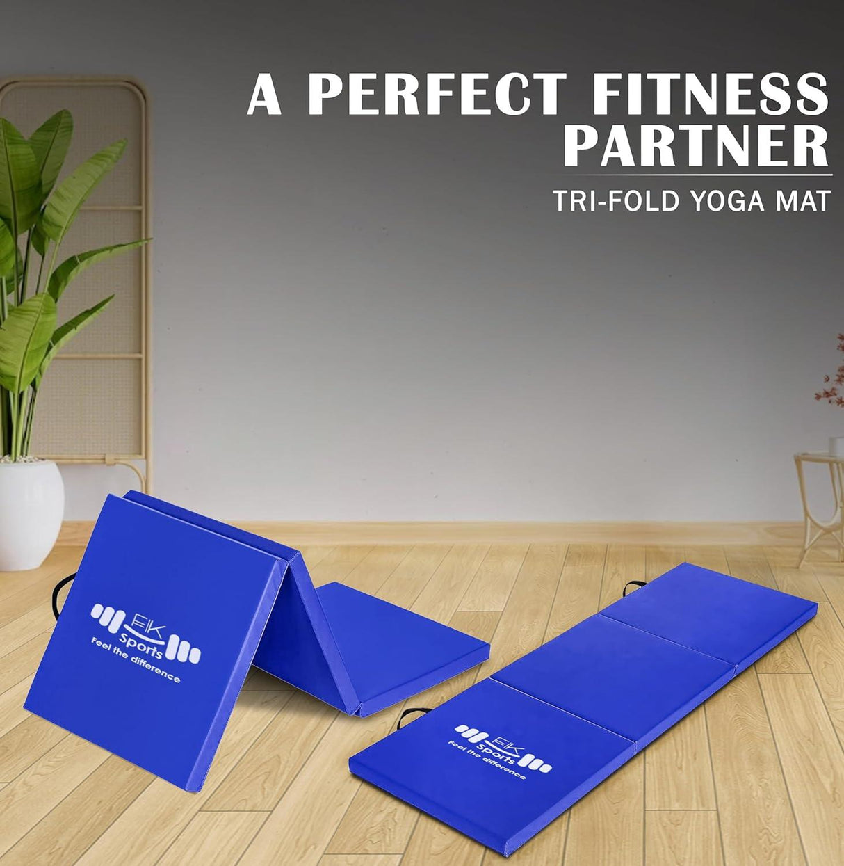 Tri Folding Mat Exercise Gym Gymnastic Fitness Workout Mat with Handles 3 Panels