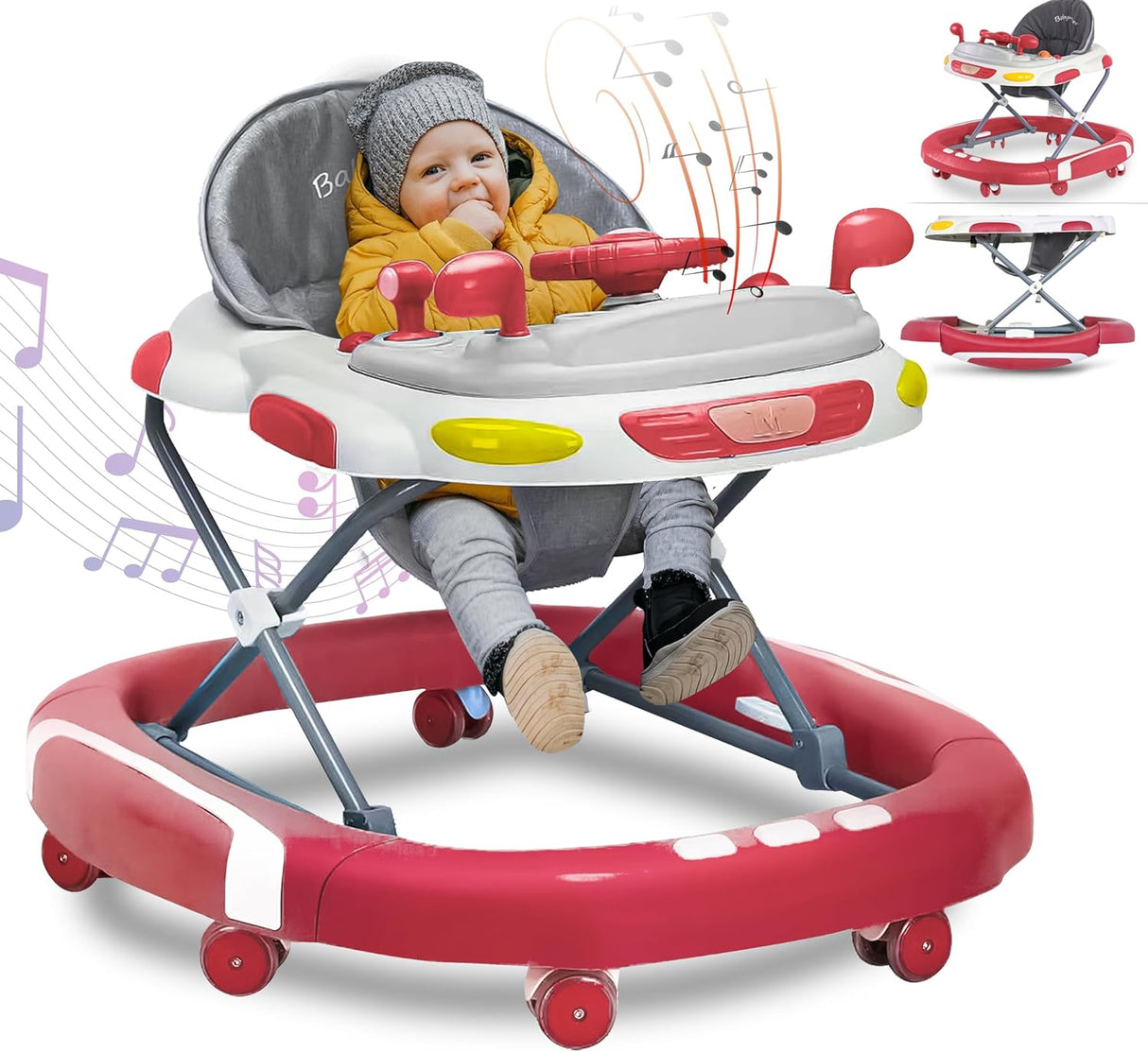 Baby Walker/Rocker Bouncer First Steps Push Along Activity Music Ride On Car UK