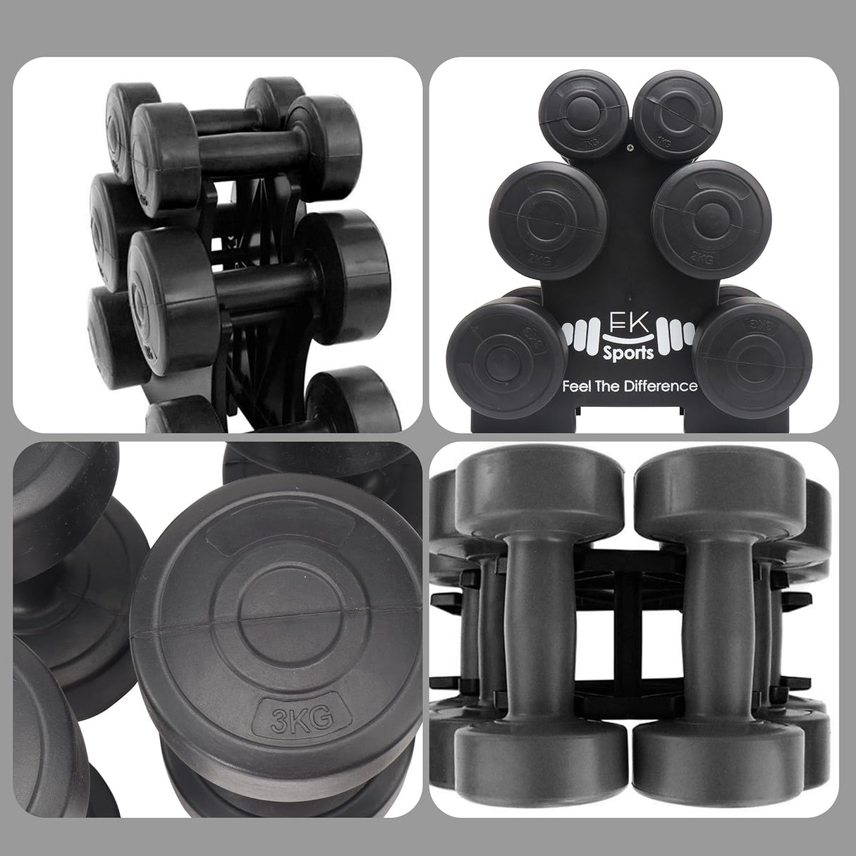 Dumbbells 1/2/3 KG Pair Weight 12 KG Set Stand Rack Aerobics Gym Workout Yoga