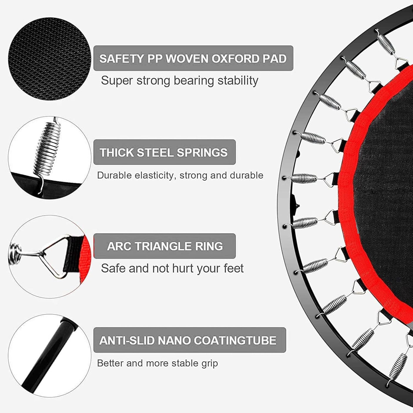 Foldable Mini Trampoline for Adults – 40/48 Inch Rebounder | Home Gym | FK Sports