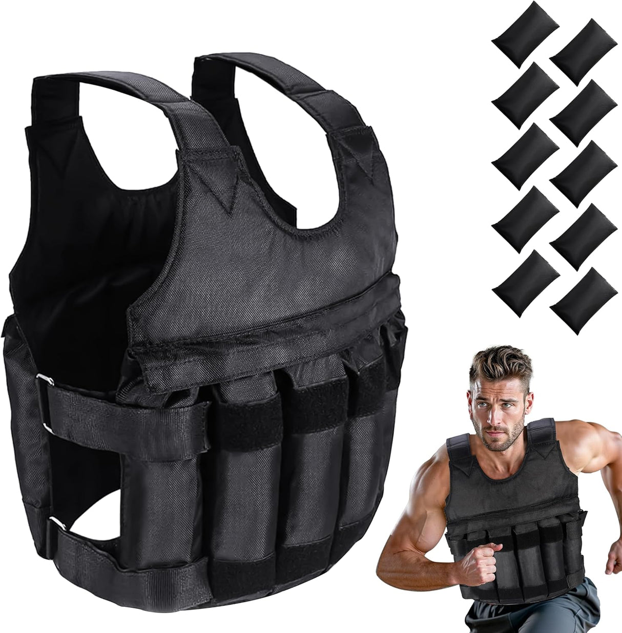 Weighted Vest for Men & Women – 5kg/10kg/20kg Weight Vest for Running, Boxing, Cardio & Strength Training – Durable Ironsand Body Weight Jacket