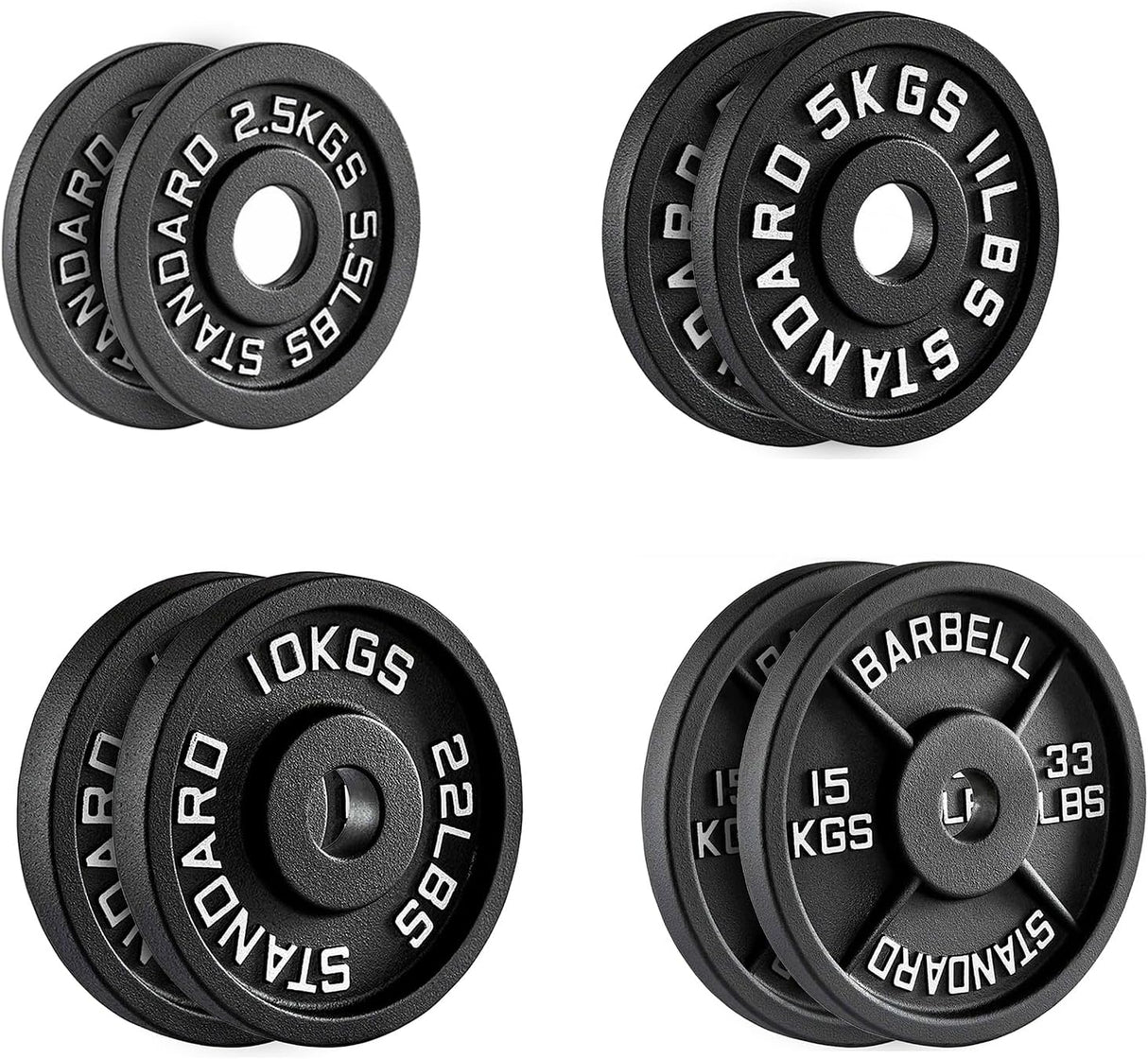 Olympic Cast Iron Weight Plates – 2-Inch Barbell Weights (2.5kg to 25kg) – Heavy-Duty Plates for Home Gym & Fitness – Sold in Pairs