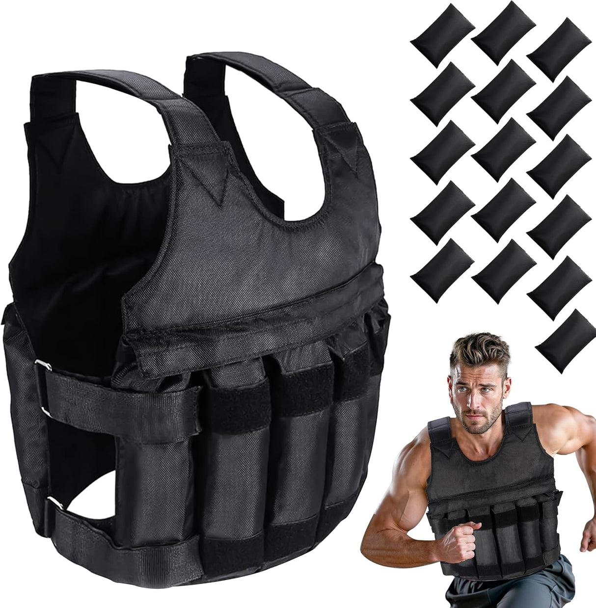 Weighted Vest for Men & Women – 5kg/10kg/20kg Weight Vest for Running, Boxing, Cardio & Strength Training – Durable Ironsand Body Weight Jacket