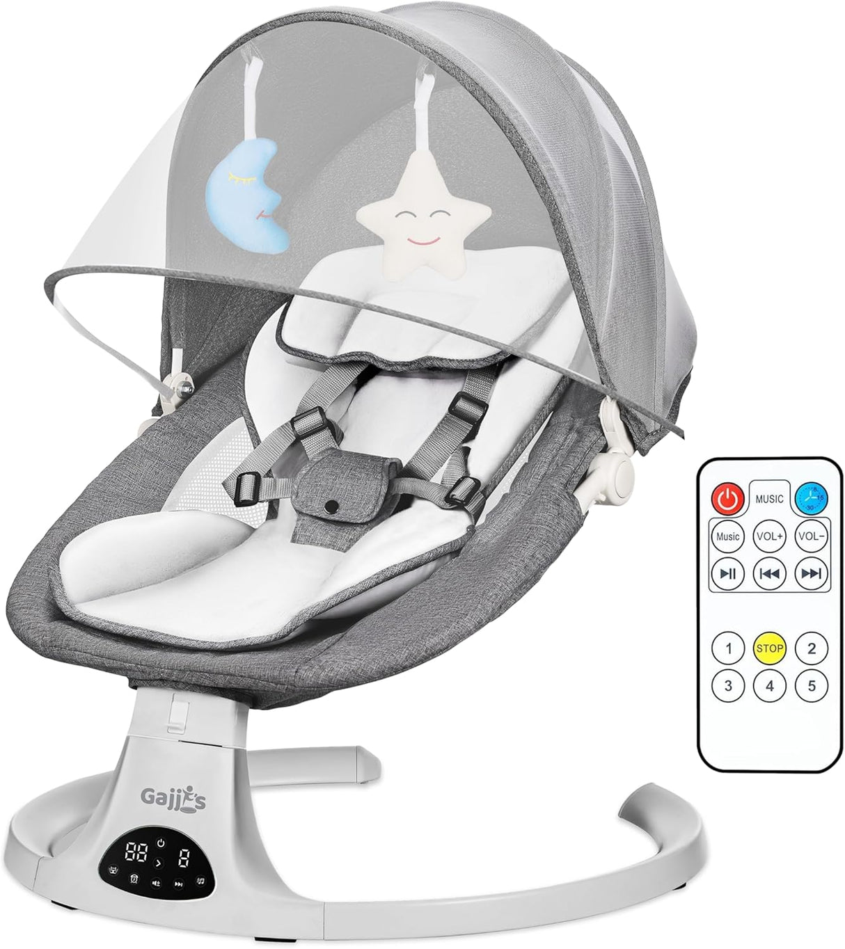 Electric Baby Swing with Bluetooth, Music, Remote – Infant Cradle & Bouncer Chair