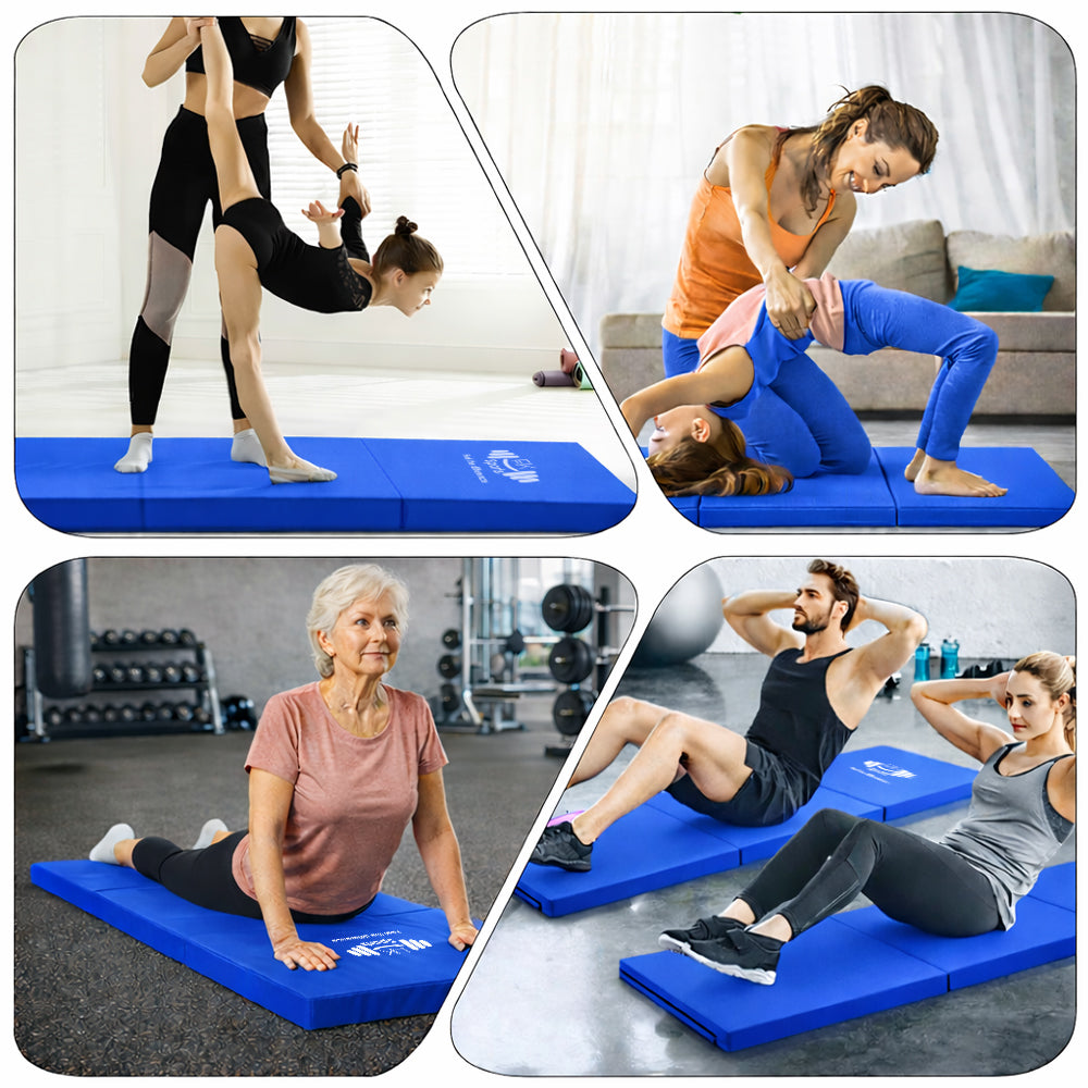 Tri Folding Mat Exercise Gym Gymnastic Fitness Workout Mat with Handles 3 Panels
