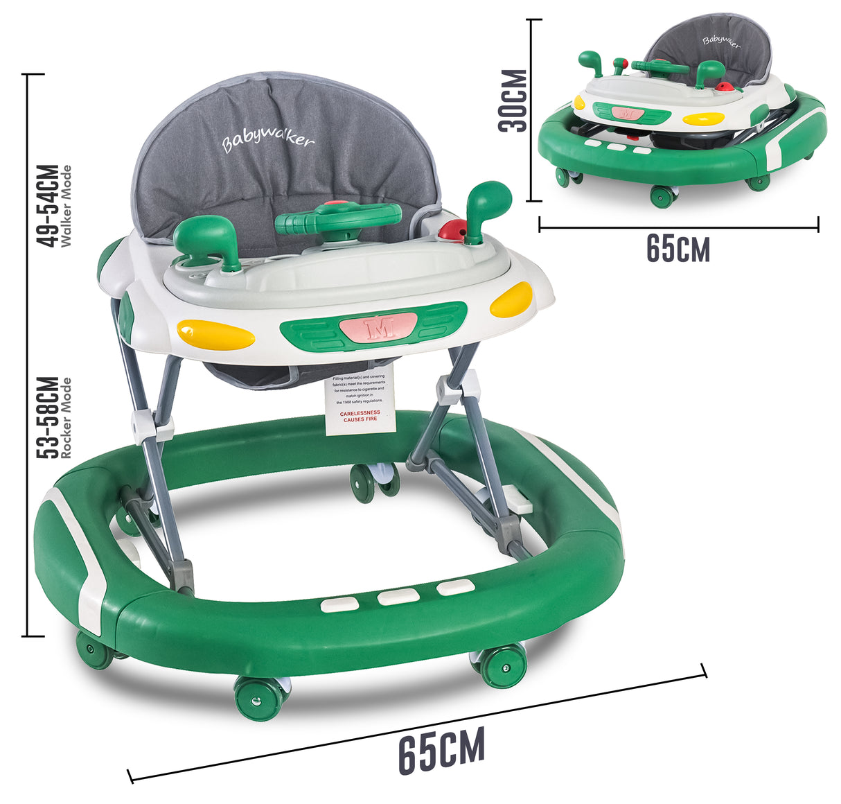 Baby Walker/Rocker Bouncer First Steps Push Along Activity Music Ride On Car UK