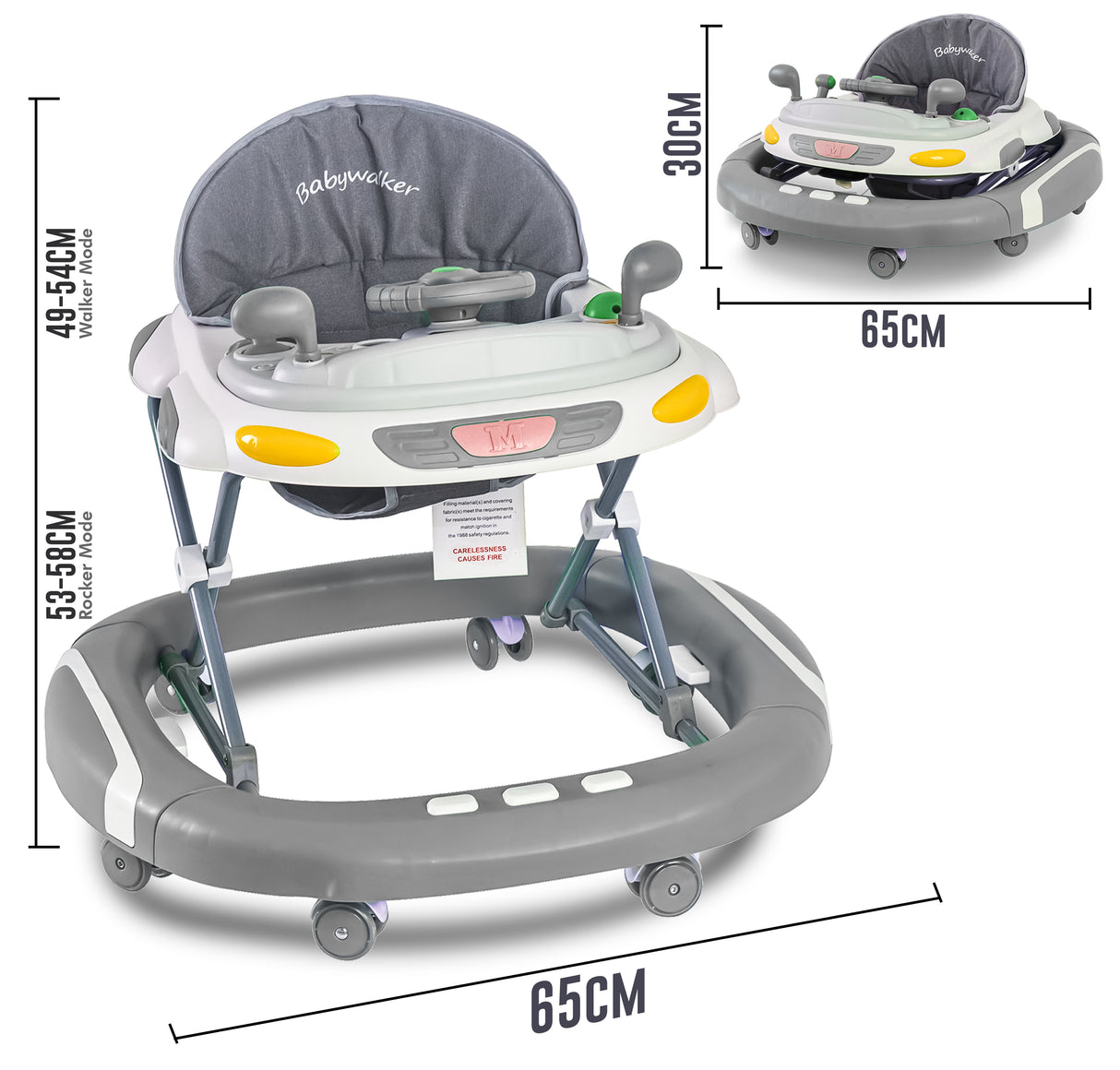 Baby Walker/Rocker Bouncer First Steps Push Along Activity Music Ride On Car UK