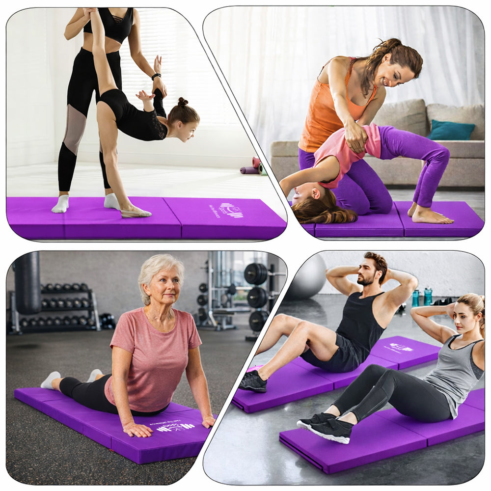 Tri Folding Mat Exercise Gym Gymnastic Fitness Workout Mat with Handles 3 Panels