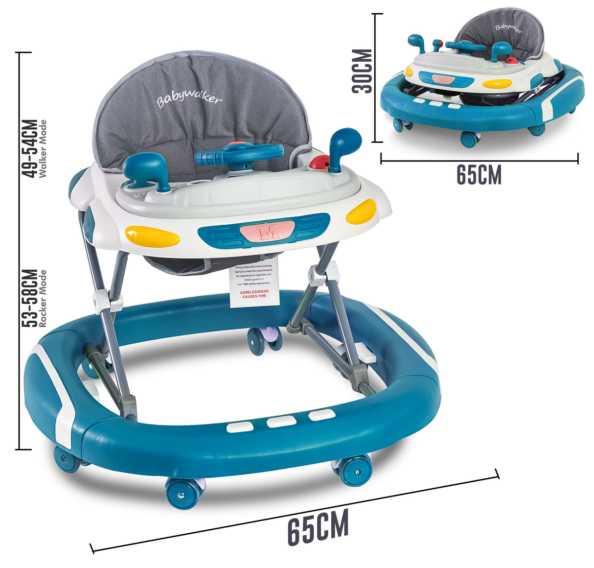 Baby Walker/Rocker Bouncer First Steps Push Along Activity Music Ride On Car UK