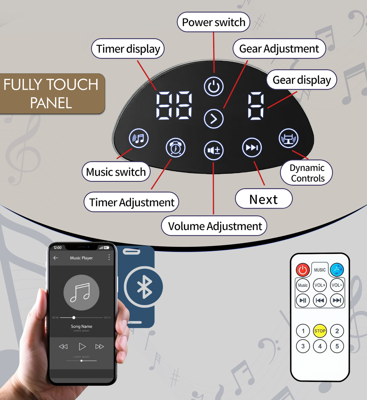 Electric Baby Swing with Bluetooth, Music, Remote – Infant Cradle & Bouncer Chair