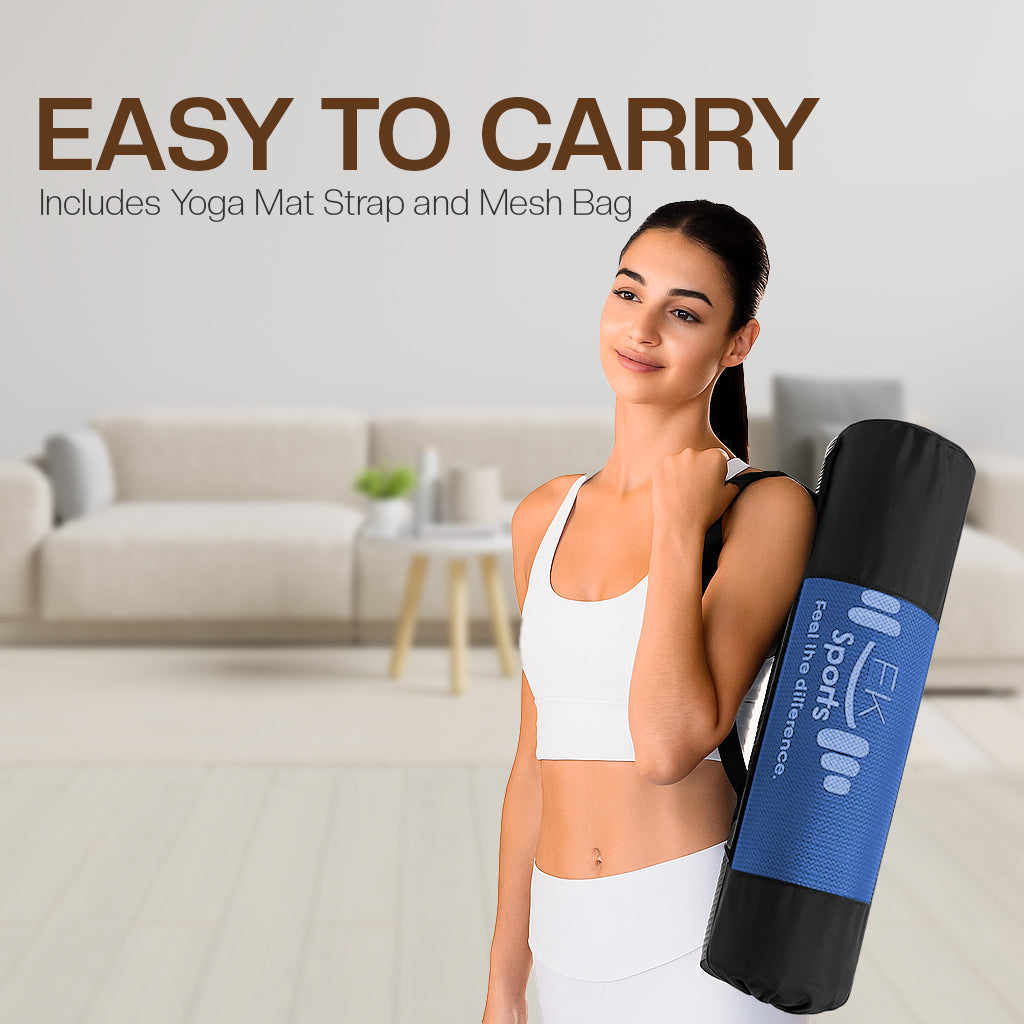 Yoga Mat 20mm Extra Thick NBR Foam, 183 x 61 cm, Non-Slip, With Carry Bag & Strap