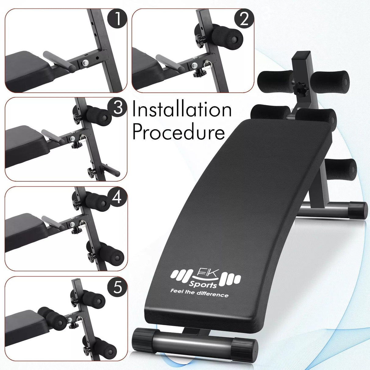 Adjustable Sit Up Bench – Core & Abs Workout Bench with Thigh Support for Home Gym