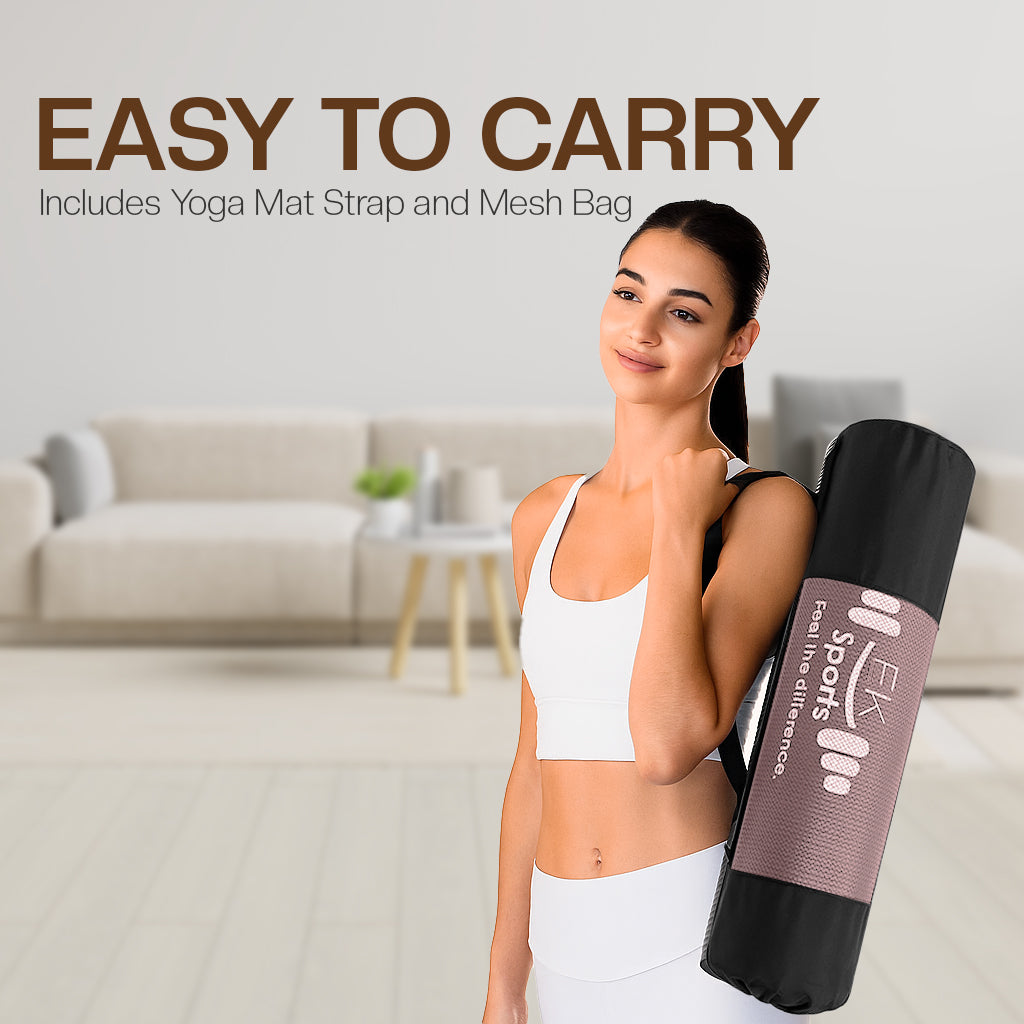 Yoga Mat 20mm Extra Thick NBR Foam, 183 x 61 cm, Non-Slip, With Carry Bag & Strap