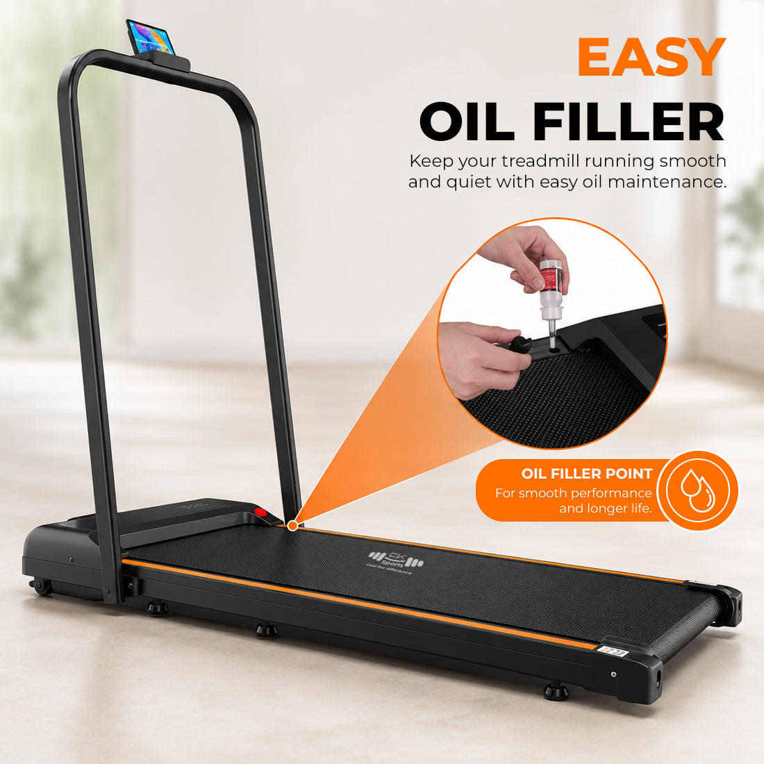FK Sports Walking Pad Foldable Under-Desk Treadmill – Quiet 2.5HP Motor, Up to 6 km/h, Home & Office Use