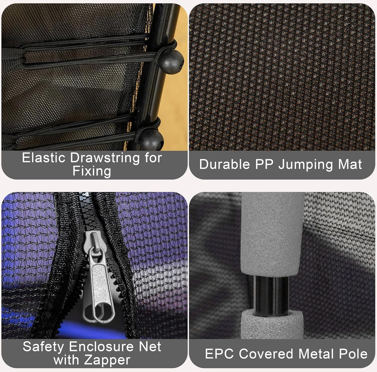 55" Kids Trampoline with Safety Enclosure Net – Indoor & Outdoor Mini Rebounder for Toddlers, Ages 1–11, with Bungee System, Anti-Skid Pad & Steel Frame